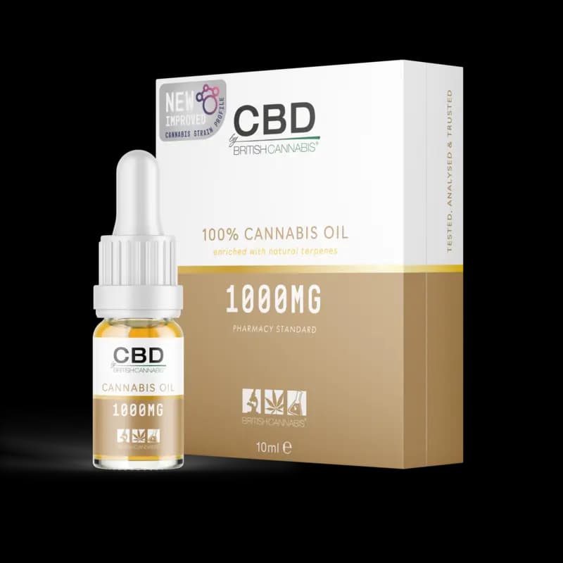 CBD Oil 100% Cannabis 1000mg carton and bottle