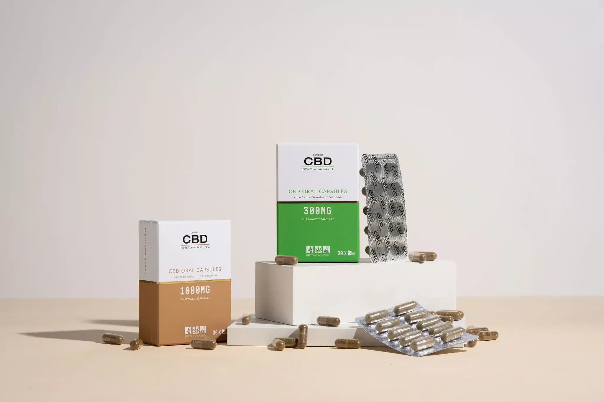 CBD Oral Capsules blister pack and carton
