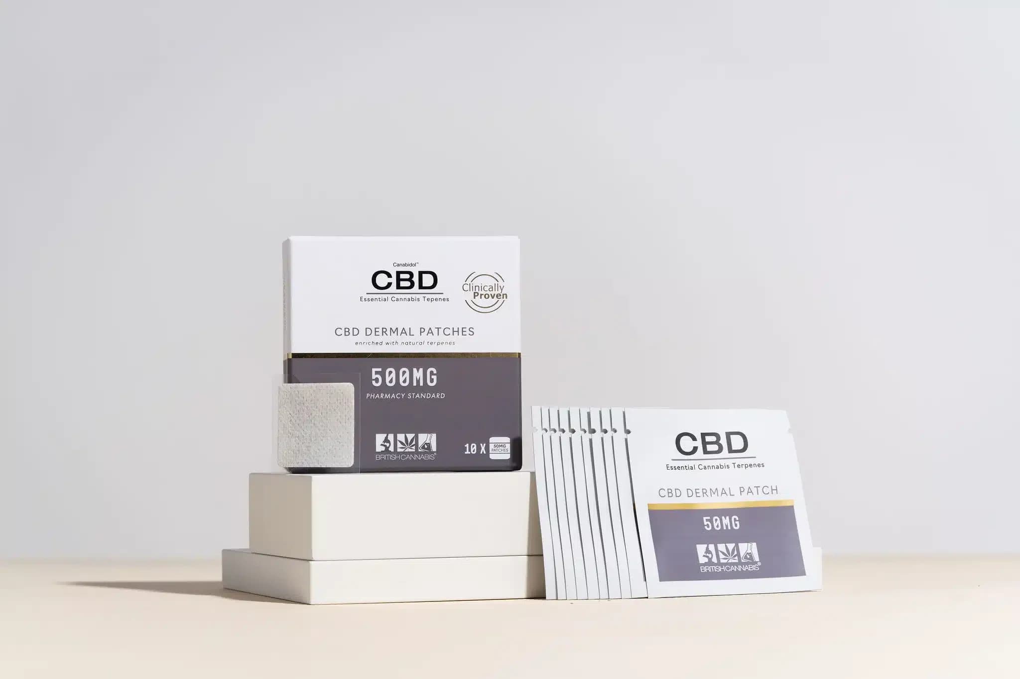 CBD Dermal Patches carton and patch sheet