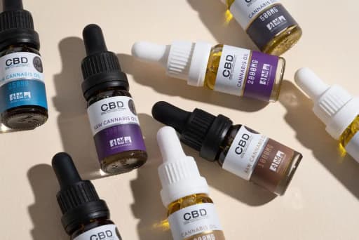 RAW Cannabis Oil bottles and droppers by CBD by BRITISH CANNABIS
