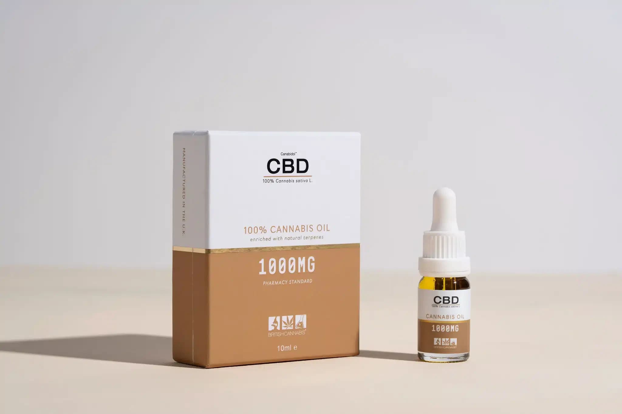 CBD Oil UK 100% Cannabis Oil 1000mg carton and bottle by CBD by BRITISH CANNABIS